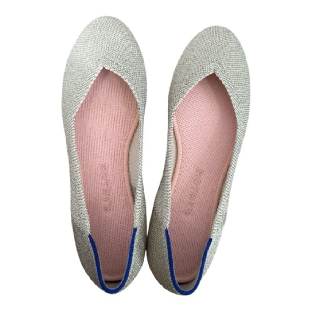 Rothy's Flats in Gold with Blue Accent. Size 7.5